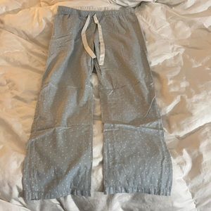 Light Blue and White Polka Dot Flannel PJ Pants